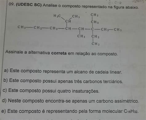 09 UDESC SC Analise O Composto Representado Na Figura Abaixo CH 3