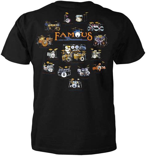 Famous Drums Set Music T Shirt Carl Palmer Alex Van Halen Billy Cobham