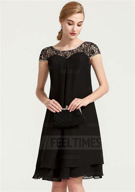 A Line Princess Bateau Short Sleeve Knee Length Chiffon Mother Of The