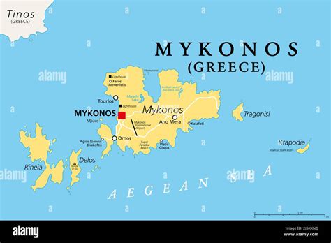 Mykonos Eine Insel Griechenlands Politische Landkarte Griechische