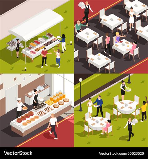 Catering Isometric Concept Royalty Free Vector Image