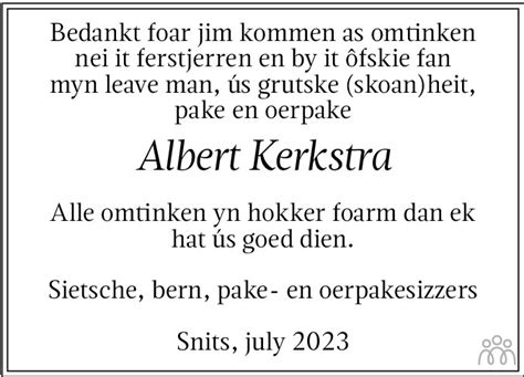 Albert Albertus Kerkstra 14 05 2023 Overlijdensbericht En