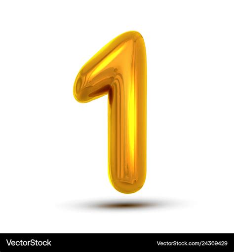 1 One Number Golden Yellow Metal Letter Royalty Free Vector