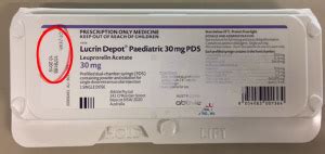 Lucrin Depot Paediatric 30 mg PDS (leuprorelin acetate) | Therapeutic Goods Administration (TGA)