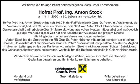 Traueranzeigen Von Anton Stock Trauer Kleinezeitung At