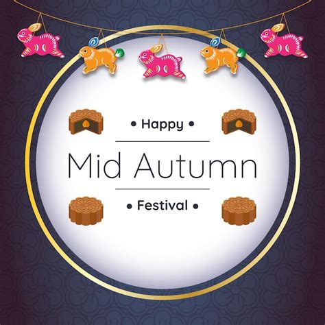 Premium Vector Happy Mid Autumn Festival Greeting Post Vector