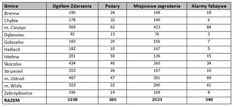 Szczegółowa statystyka interwencji strażaków za 2022 rok Komenda