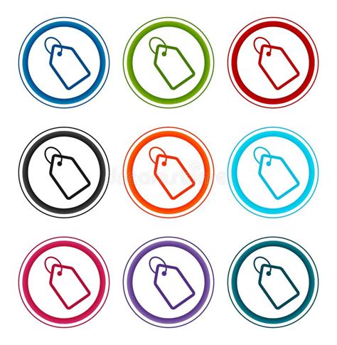 Tag Icon Flat Round Buttons Set Illustration Design Stock Vector Illustration Of Badge Flat