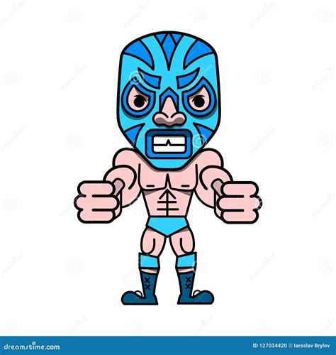 Cartoon Mexican Wrestler Luchador Pose Vector Illustration