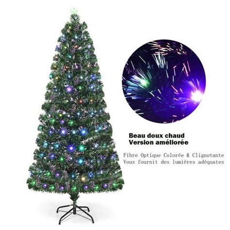 Sapin de Noël Artificiel LED Lumineux en Fibre Optique Lumière Variable