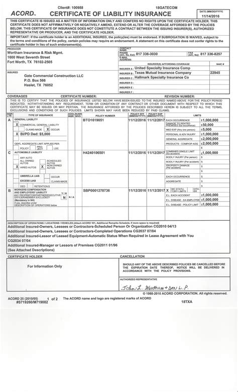 Gate Commercial Construction LLC - Licenses, Insurance, Bonding