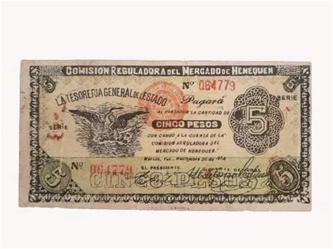 Billete Antiguo 5 Pesos De 1914 Pick S1123 MercadoLibre