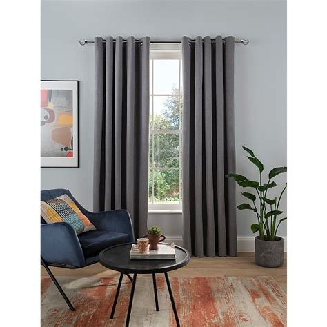 Sleepdown Woven Tonal Fleck Eyelet Blackout Curtains In Charcoal Home