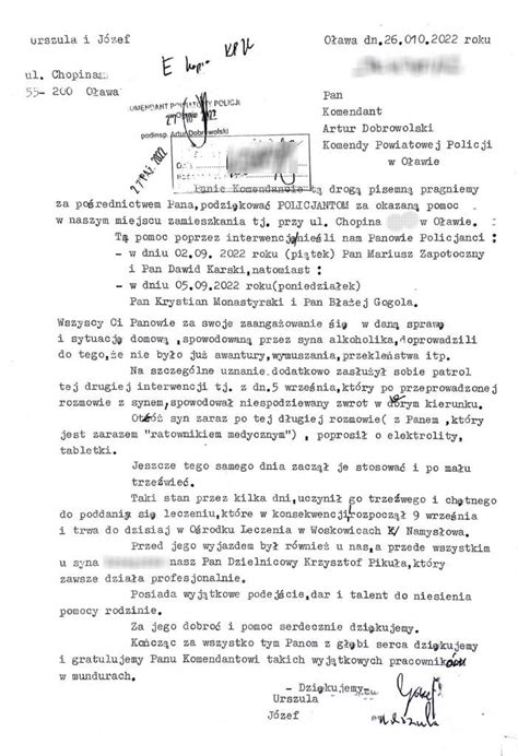 Pomagamy I Chronimy Podzi Kowania Dla Policjant W Powiatu O Awskiego