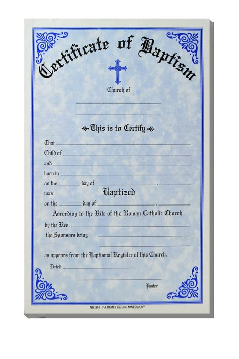 Baptism Certificate Religious Supply Center