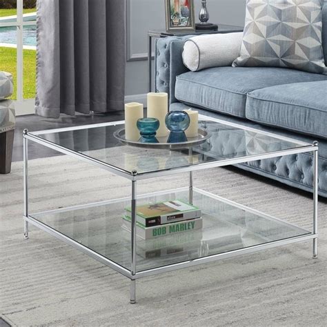 Chic Glass Coffee Table With Chrome Frame Foter