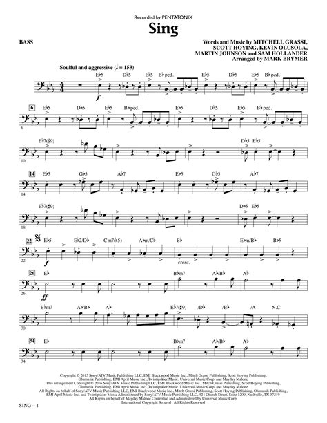 Sing Arr Mark Brymer Bass By Pentatonix Sheet Music For Choir Instrumental Pak At Sheet