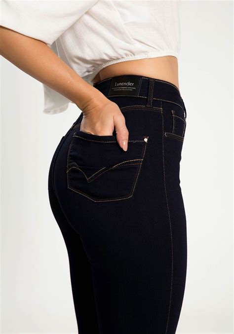 Calça Jeans Escura Skinny Cintura Alta e Chapa Barriga Lunender