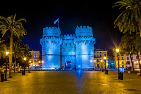 Serrano Towers Torres De Serranos At Night Towers Are Located On