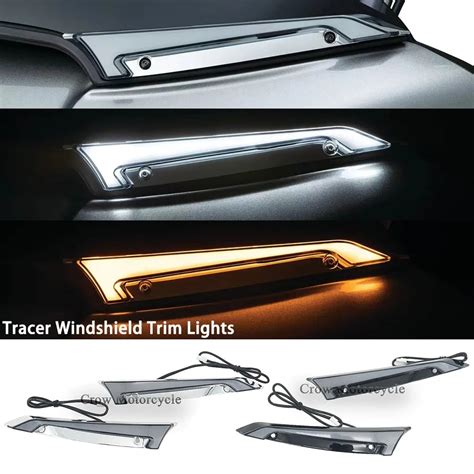 New Motorcycle Chrome Black Tracer Windshield Trim Lights For Harley