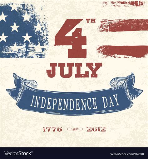 Vintage Greeting Card 4th July Royalty Free Vector Image