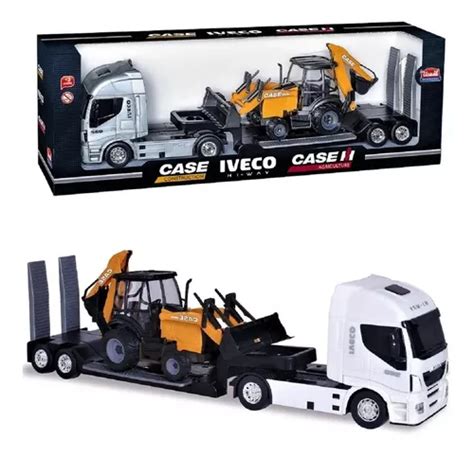 Brinquedo Carreta Hi Way Iveco Retroescavadeira Case Usual Frete grátis