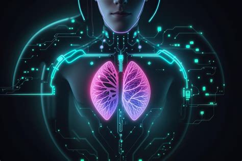 Premium Ai Image Human Lung Neon Glowing Digital Cyber Technology