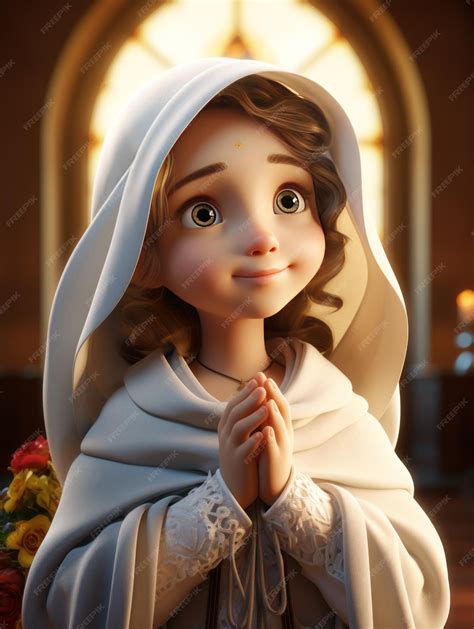 Premium Ai Image 3d Render Cute Mother Mary Avatar