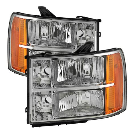 Oe Gmc Sierra 07 13 Crystal Headlights Chrome