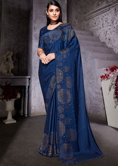 Dark Blue Blouse Matching Saree Atelier Yuwa Ciao Jp