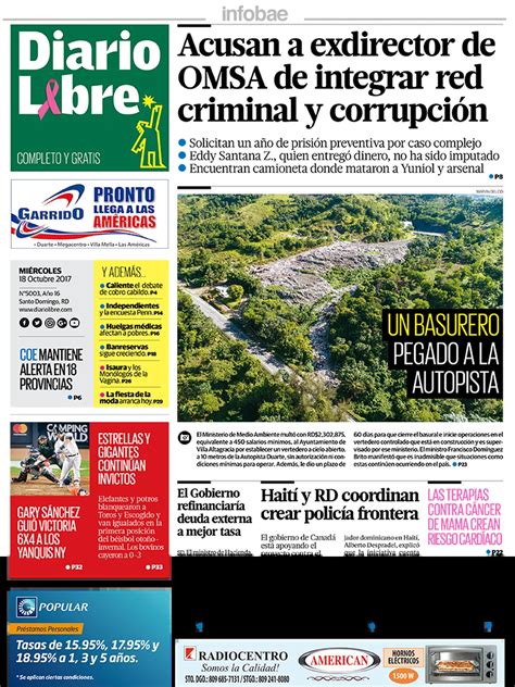 Diario Libre República Dominicana Miércoles 18 De Octubre 2017 Infobae