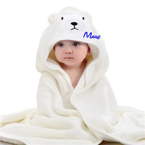 Cape De Bain B B Personnalis E Avec Pr Nom Lapin Cru