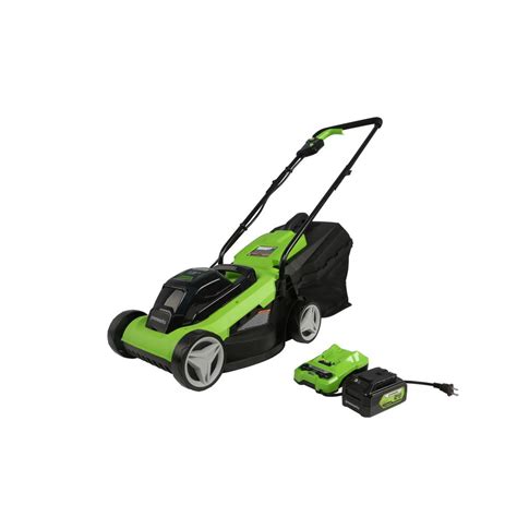 Greenworks 13 In 24 Volt Battery Cordless Walk Behind Push Lawn Mower With 40 Ah Usb Battery