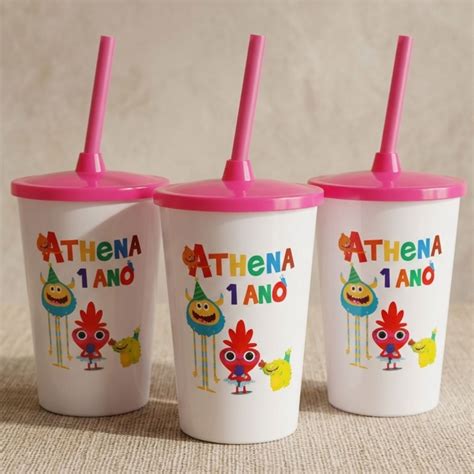 Copo Infantil Personalizado - Copo personalizado com tampa e canudo festa infantil 500 ml