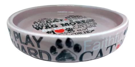 Comedouro Para Gatos Prato Porcelana Raso Tigela Comida Mercadolivre