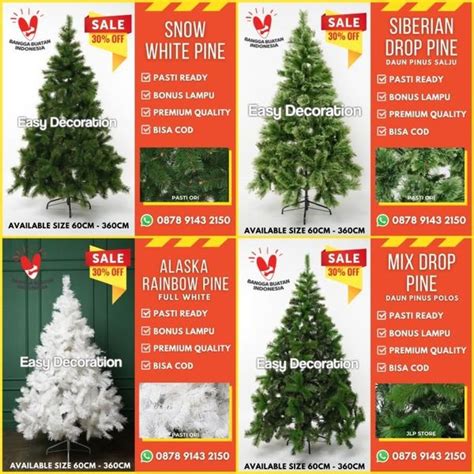 Jual Pohon Natal Premium Tinggi 120 Cm 1 2 Meter 1 M 4 Feet Daun Pinus