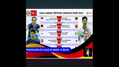 Hasil German Open 2023 Day 2 Babak Pertama Praveen Melati Ke Babak 16