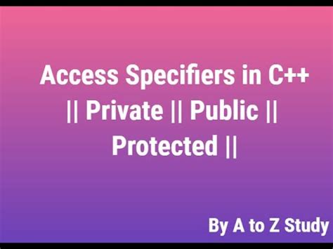 Access Specifiers In C Private Public Protected Access