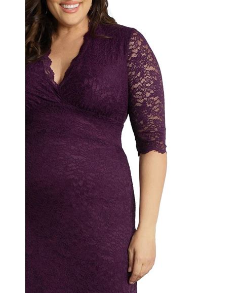 Kiyonna Womens Plus Size Scalloped Boudoir Lace Cocktail Dress Macys