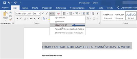 Cambiar Entre May Sculas Y Min Sculas Word Ms Word