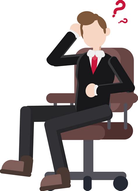 The Character Of A Man Sitting On A Chair Is Thinking Hard And Looking