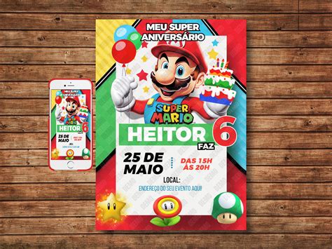 Convite Digital Super Mario Bros Elo Produtos Especiais