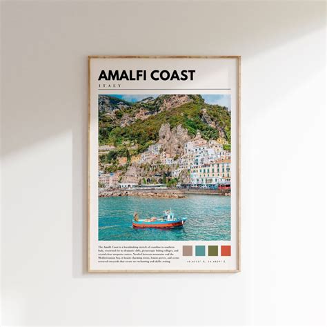 Amalfi Coast Print Italian Coastal Poster Italy Wall Art Etsy