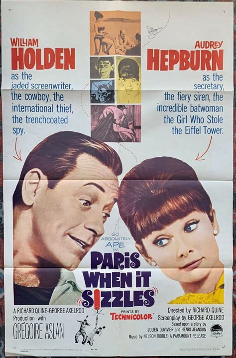 Audrey Hepburn In Paris When It Sizzles Original One Sheet Movie Poster