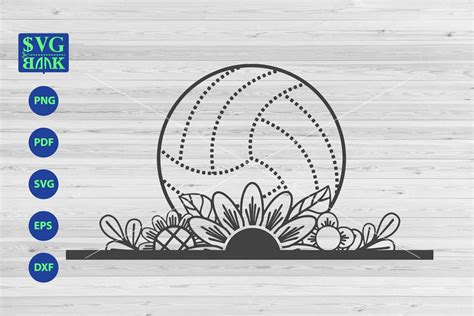 Volleyball Svg Volleyball With Flower Cut File Dxf 310712 SVGs