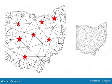 Polygonal Carcass Mesh Vector Ohio State Map With Stars Stock Vector Illustration Of Collage