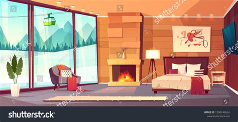 Vector Cartoon Interior Luxury Hotel Bedroom Stock Vector Royalty Free