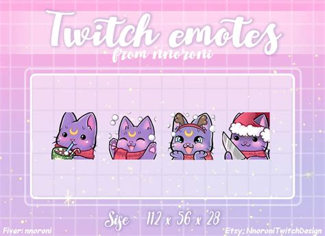 New Year Purple Moon Cat Twitch Emotes Sub Badges Bit Badges