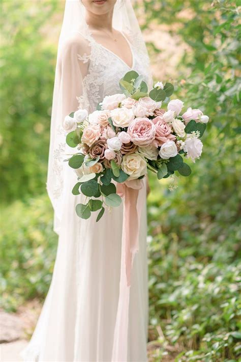 Large Free Form Bridal Bouquet In Dusty Rose And Cream Cream Bridal Bouquet Dusty Rose Wedding