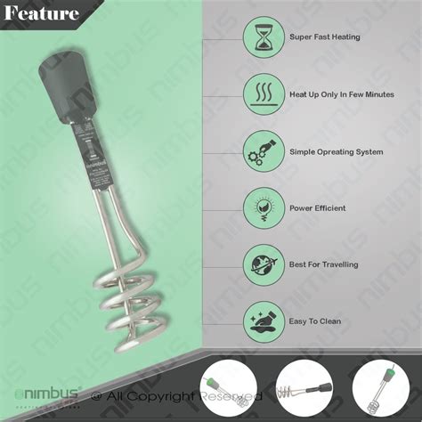 Nimbus W Electric Immersion Water Heating Rod Silver At Rs